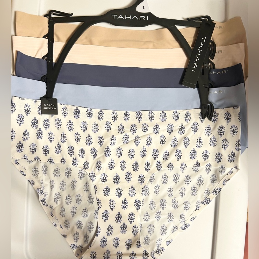 Tabari Woman’s 5 Pack Hipster Underwear Blue, Tan & White Large NWT